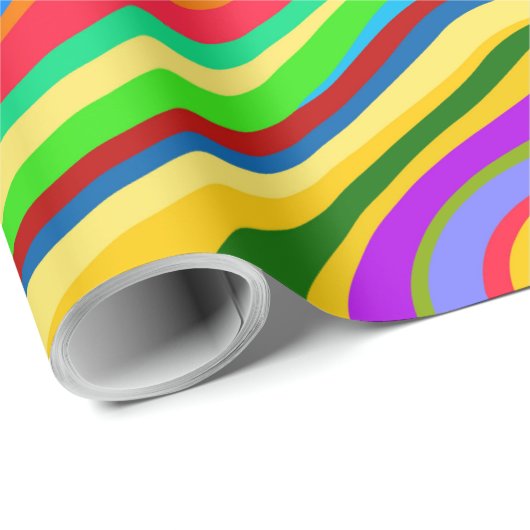 Hipster Groovy Retro Rainbow Surface Patroon Cadeaupapier (Rol Hoek)
