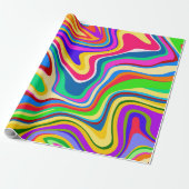 Hipster Groovy Retro Rainbow Surface Patroon Cadeaupapier (Uitgerold)