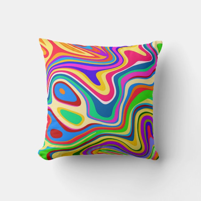 Hipster Groovy Retro Rainbow Surface Patroon  Kussen (Voorkant)