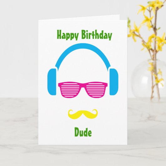 Hipster guy-wenskaart kaart (Gele Bloem)