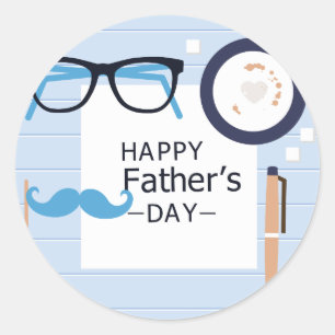 hipster happy Fathers Day Ronde Sticker