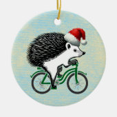 Hipster Hedgehog op de fiets Keramisch Ornament (Voorkant)