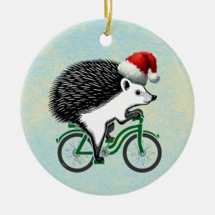 Hipster Hedgehog op de fiets Keramisch Ornament