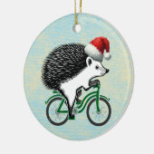Hipster Hedgehog op de fiets Keramisch Ornament (Links)