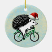 Hipster Hedgehog op de fiets Keramisch Ornament (Achterkant)