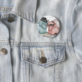 Hipster Hellephant Couple Ronde Button 5,7 Cm (In situ)