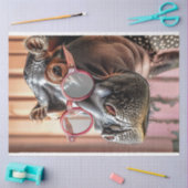 Hipster Hippo Roze Zonnebril Decoupage Links Tissuepapier (Craft)