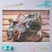 Hipster Hippo Roze Zonnebril Decoupage Links Tissuepapier (Craft)