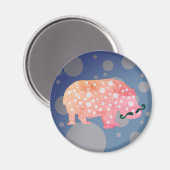 Hipster Hippopotamus Standaard, 5,7 cm ronde magne Magneet (Voorkant / Achterkant)