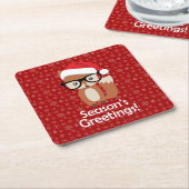 Hipster Holiday Fox Glasses Cute Animal Kerstmis Kartonnen Onderzetters (Schuin)