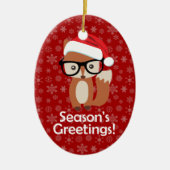 Hipster Holiday Fox Glasses Cute Animal Kerstmis Keramisch Ornament (Voorkant)