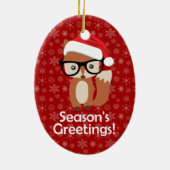 Hipster Holiday Fox Glasses Cute Animal Kerstmis Keramisch Ornament (Achterkant)