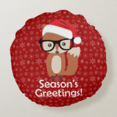 Hipster Holiday Fox Glasses Cute Animal Kerstmis Rond Kussen (Achterkant)