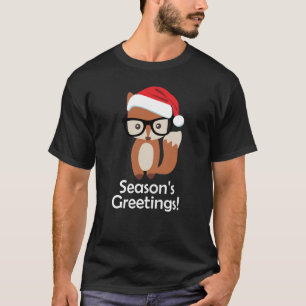Hipster Holiday Fox Glasses Cute Animal Kerstmis T-shirt