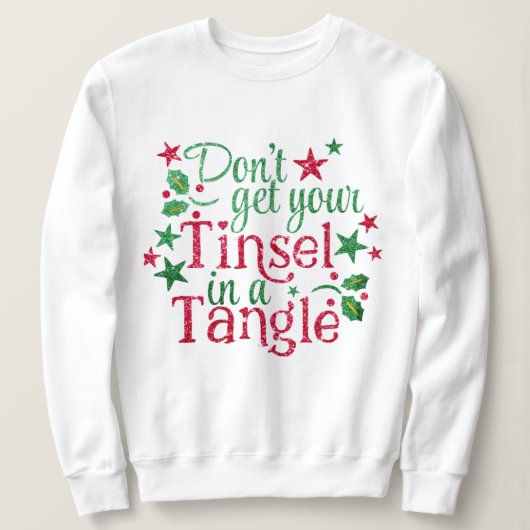 Hipster Holiday Tinsel in Tangle Santa Kerstmis Trui (Design voorkant)