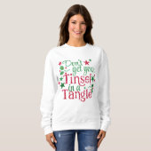 Hipster Holiday Tinsel in Tangle Santa Kerstmis Trui (Voorkant volledig)