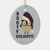 Hipster Hooty Feestdagen. Keramisch Ornament (Rechts)