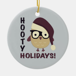 Hipster Hooty Feestdagen. Keramisch Ornament