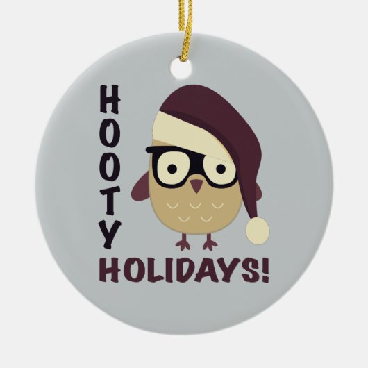 Hipster Hooty Feestdagen. Keramisch Ornament (Voorkant)