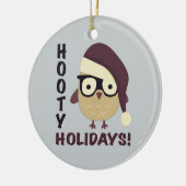 Hipster Hooty Feestdagen. Keramisch Ornament (Links)