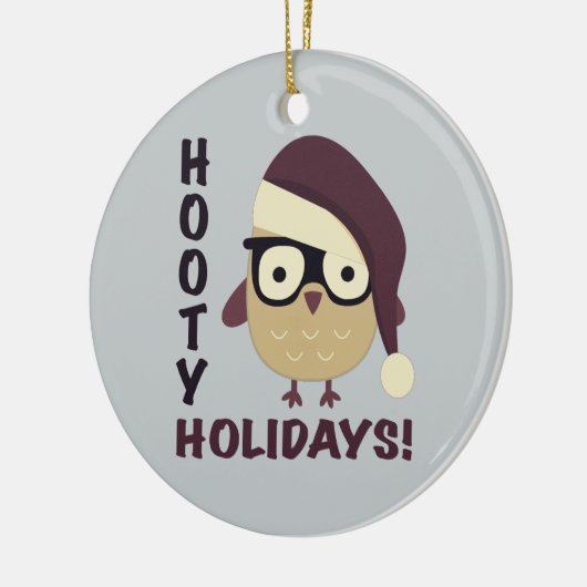 Hipster Hooty Feestdagen. Keramisch Ornament (Links)