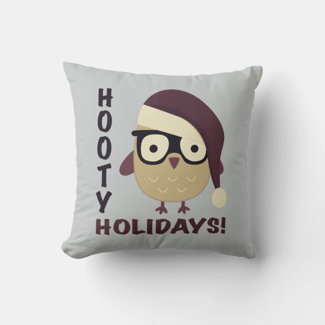 Hipster Hooty Feestdagen. Kussen (Voorkant)
