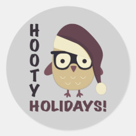 Hipster Hooty Feestdagen. Ronde Sticker
