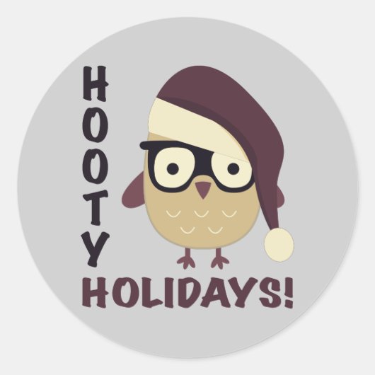 Hipster Hooty Feestdagen. Ronde Sticker (Voorkant)