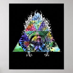 Hipster Indian Pug Dog Poster