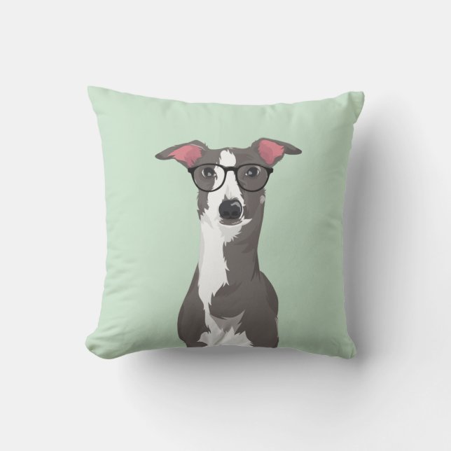 Hipster Italiaans Greyhound Dog voor Hondenliefheb Kussen (Voorkant)
