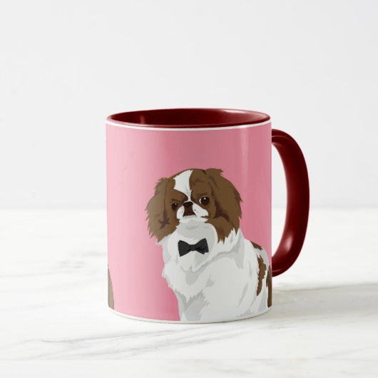 Hipster Japanse kin met zwart Stropdas voor Honden Mok (Voorkant rechts)