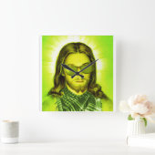 hipster jesus saves en handschoenen vierkante klok (Huis)