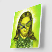 hipster jesus saves en handschoenen vierkante klok (Hoek)