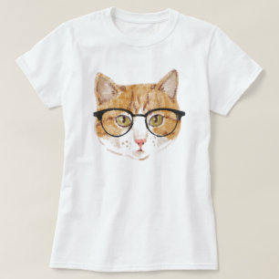 Hipster kat (bruin & wit) t-shirt