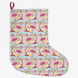 Hipster Kerst Flamingo Palm Vakantie Scène Grote Kerstsok