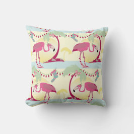 Hipster Kerst Flamingo Palm Vakantie Scène Kussen