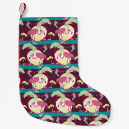 Hipster Kerst Flamingo Palm Vakantiescène Kleine Kerstsok