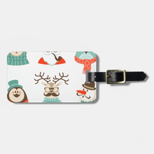 hipster kerst santa bagagelabel (Voorkant horizontaal)