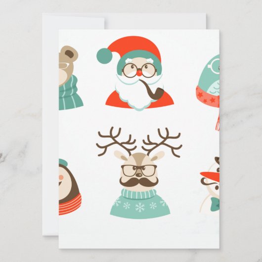 hipster kerst santa feestdagenkaart (Voorkant)