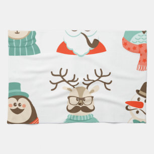 hipster kerst santa theedoek