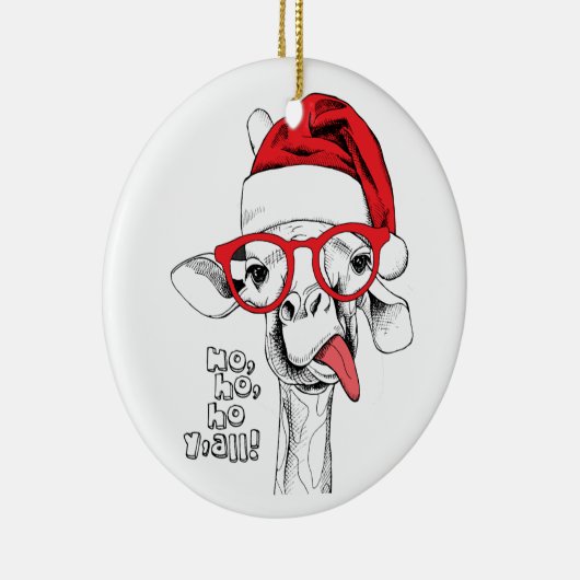 Hipster-kerstGiraffe | FEESTDAGEN Keramisch Ornament (Rechts)