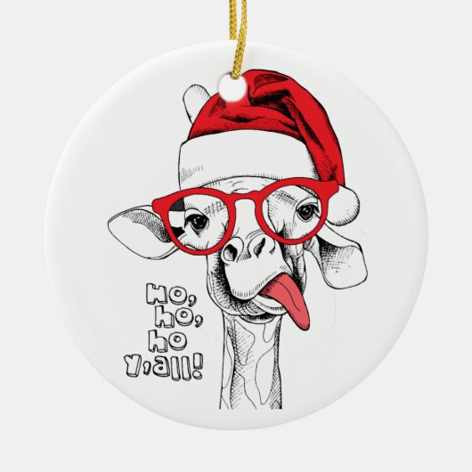 Hipster-kerstGiraffe | FEESTDAGEN Keramisch Ornament (Voorkant)
