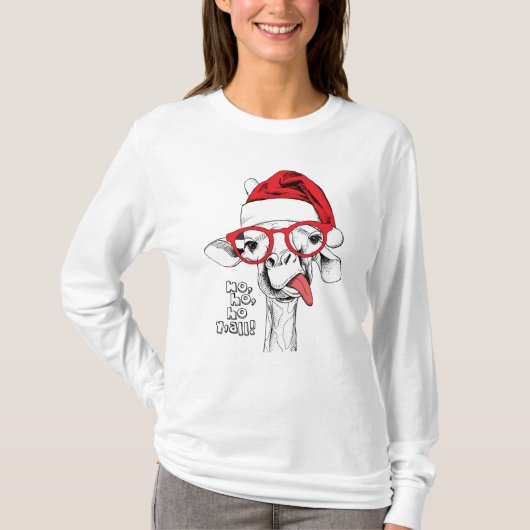 Hipster-kerstGiraffe | FEESTDAGEN T-shirt (Voorkant)