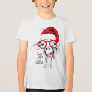 Hipster-kerstGiraffe   FEESTDAGEN Tri-Blend Shirt