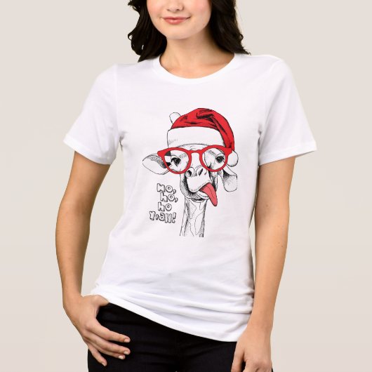 Hipster-kerstGiraffe | FEESTDAGEN Tri-Blend Shirt (Voorkant)