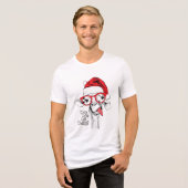 Hipster-kerstGiraffe | FEESTDAGEN Tri-Blend Shirt (Voorkant volledig)