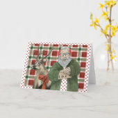 Hipster Kerstman Collectie Kaart (Gele Bloem)