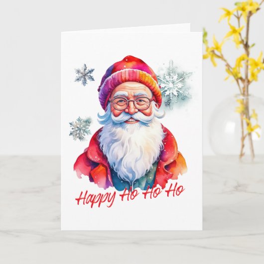 Hipster Kerstman Kaart (Gele Bloem)