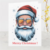 Hipster Kerstman Kaart (Gele Bloem)