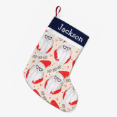 Hipster Kerstman Monogram Kleine Kerstsok (Voorkant (Hangend))
